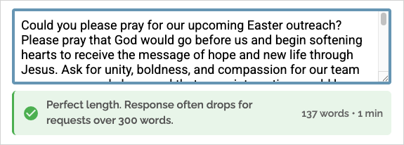 Screenshot: Prayvine contextual tip